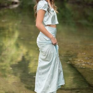LoveShackFancy Light Blue Maxi Skirt Set